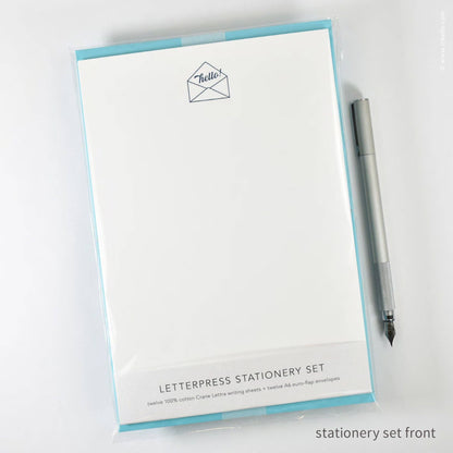 Inkello Letterpress - Stationery Set with Navy "Hello!" Script (#472)