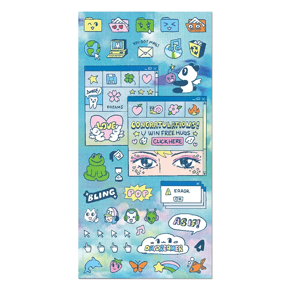 Apply Stickers - Digital Dreams Sheet — Mini-Sticker Stationery Sheet