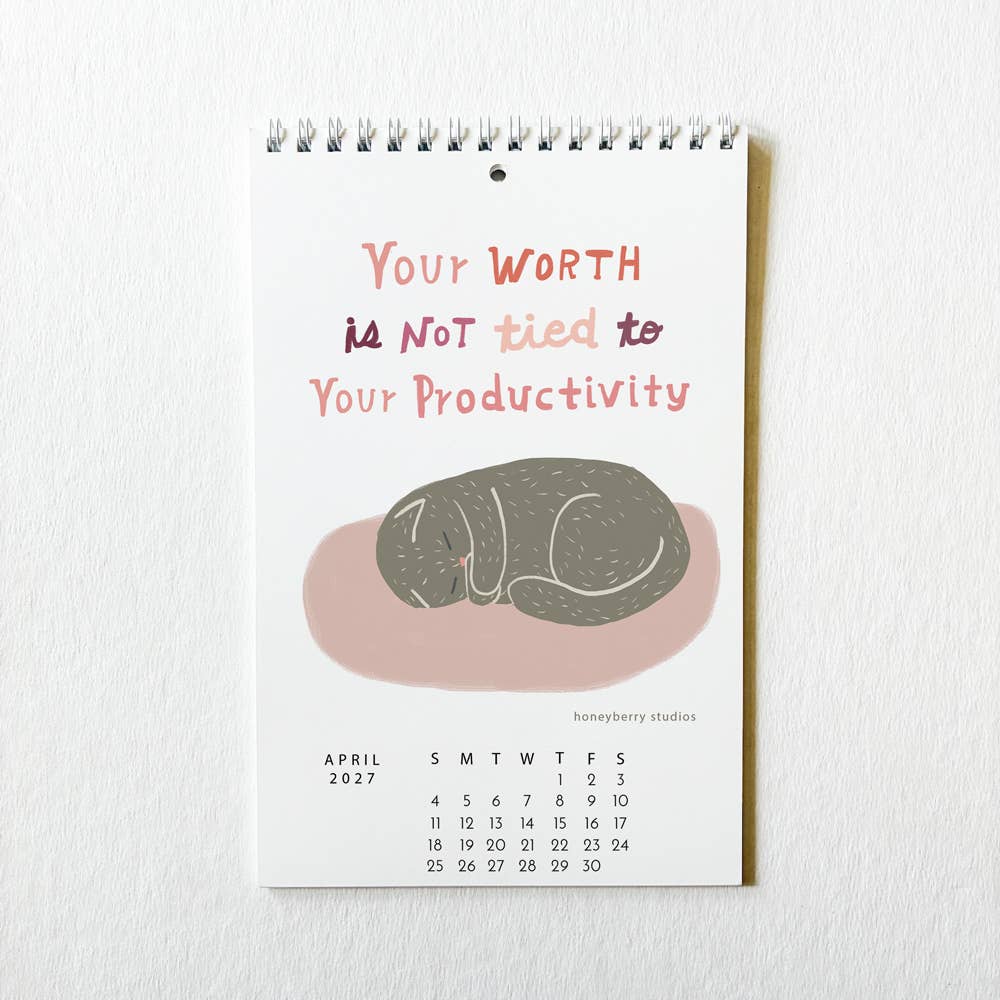 Honeyberry Studios - 2027 I Showed Up for Myself Today Monthly Wall Calendar