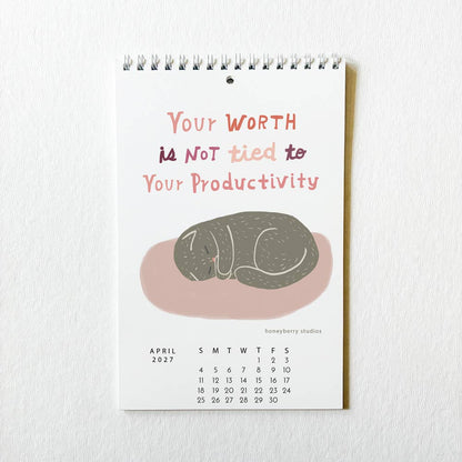 Honeyberry Studios - 2027 I Showed Up for Myself Today Monthly Wall Calendar