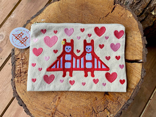 Tomoko Maruyama - Embroidered San Francisco Golden Gate Twins Pouch