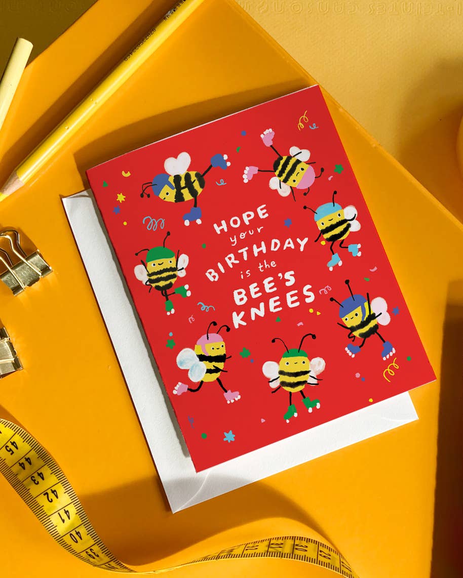 Karen Schipper - Bee’s Knees Birthday Card – Funny Bee Pun Birthday Card