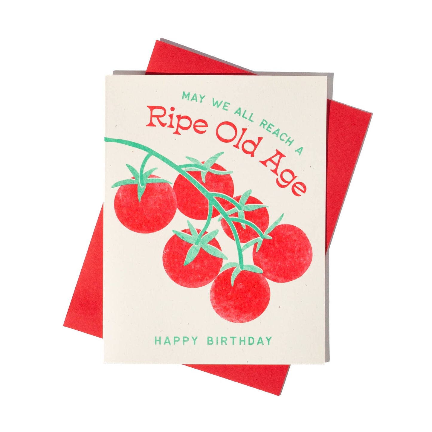 Bromstad Printing Co. - Ripe Old Age Tomato - Risograph Birthday Card