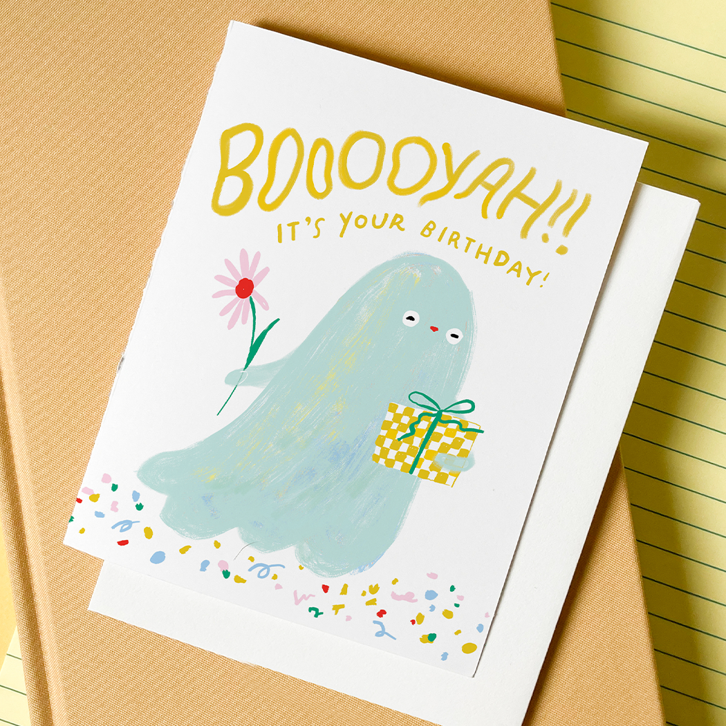 Karen Schipper - Booyah Birthday Card - Funny Ghost Birthday Card