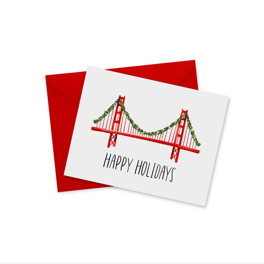 doodles.ink. - Golden Gate Bridge Holiday Garland - Holiday Notecard