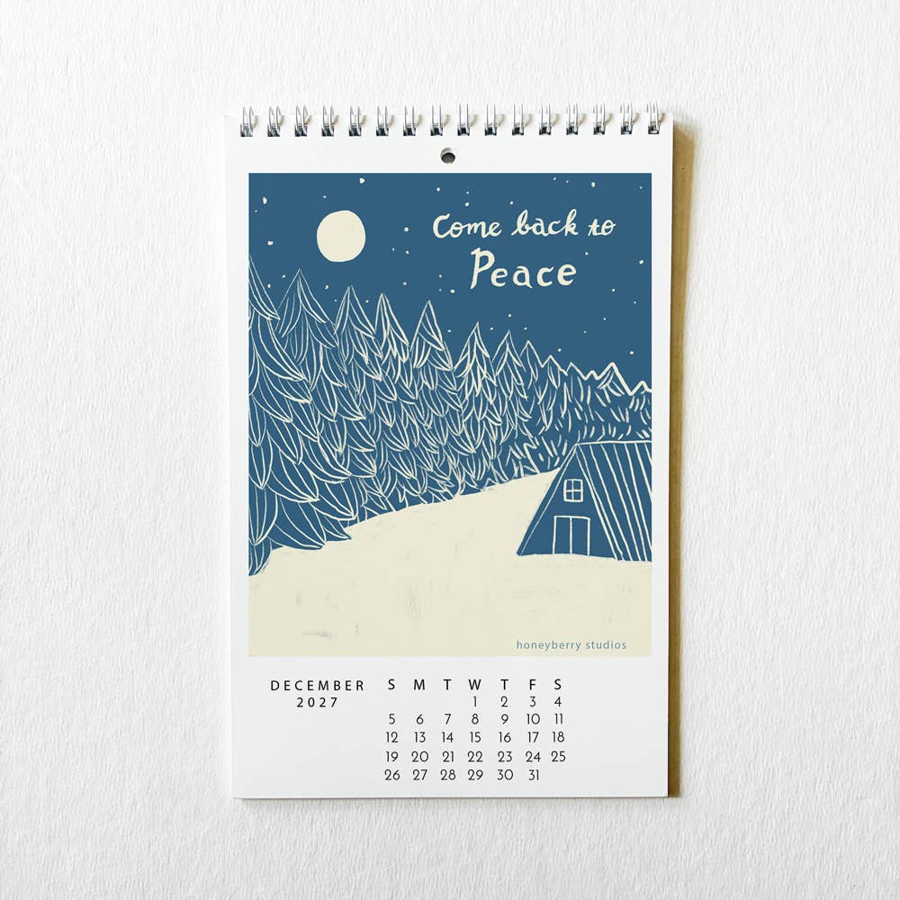 Honeyberry Studios - 2027 I Showed Up for Myself Today Monthly Wall Calendar