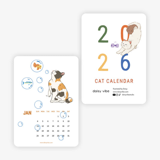 Daisy Vibe - Cat Calendar 2026
