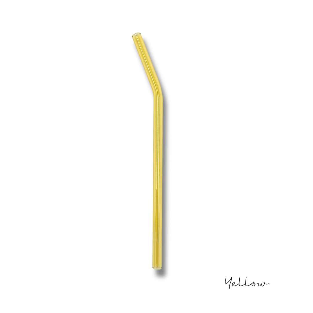 Oak Shore Collective - 8" Tinted Bent Glass Straw: Yellow