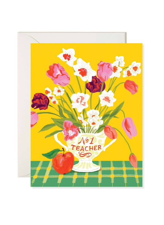 Karen Schipper - No.1 Teacher Card – Floral Appreciation Greeting Card