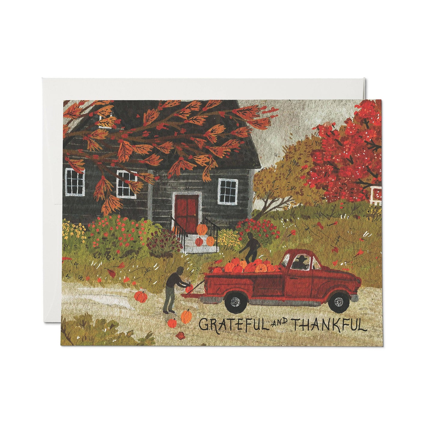 Red Cap Cards - Pumpkin Truck Thank You greeting card: Single