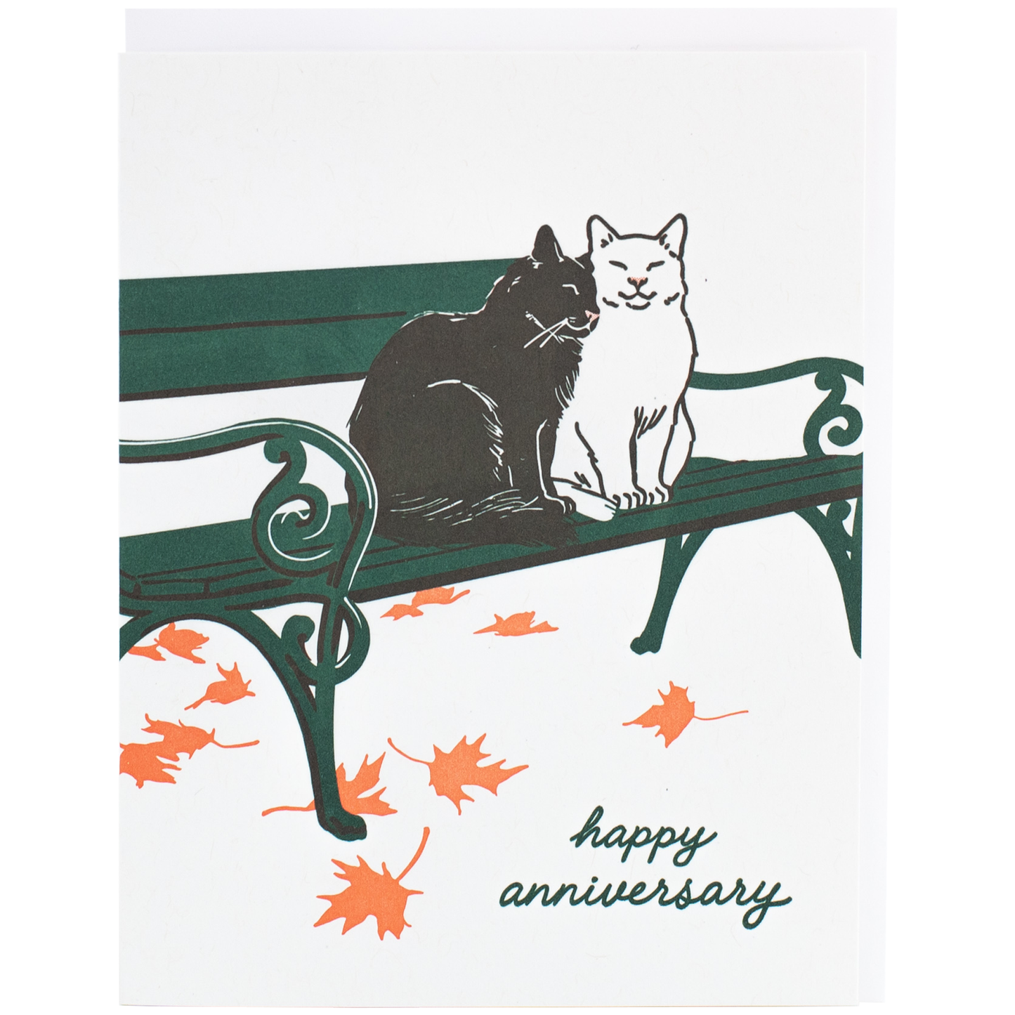 Smudge Ink - Cats on a Bench Anniversary Card