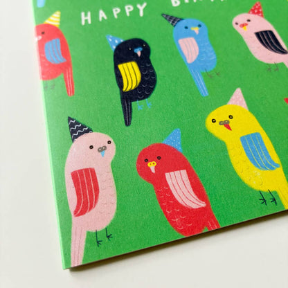 Honeyberry Studios - Budgie Parakeet Birthday Greeting Card