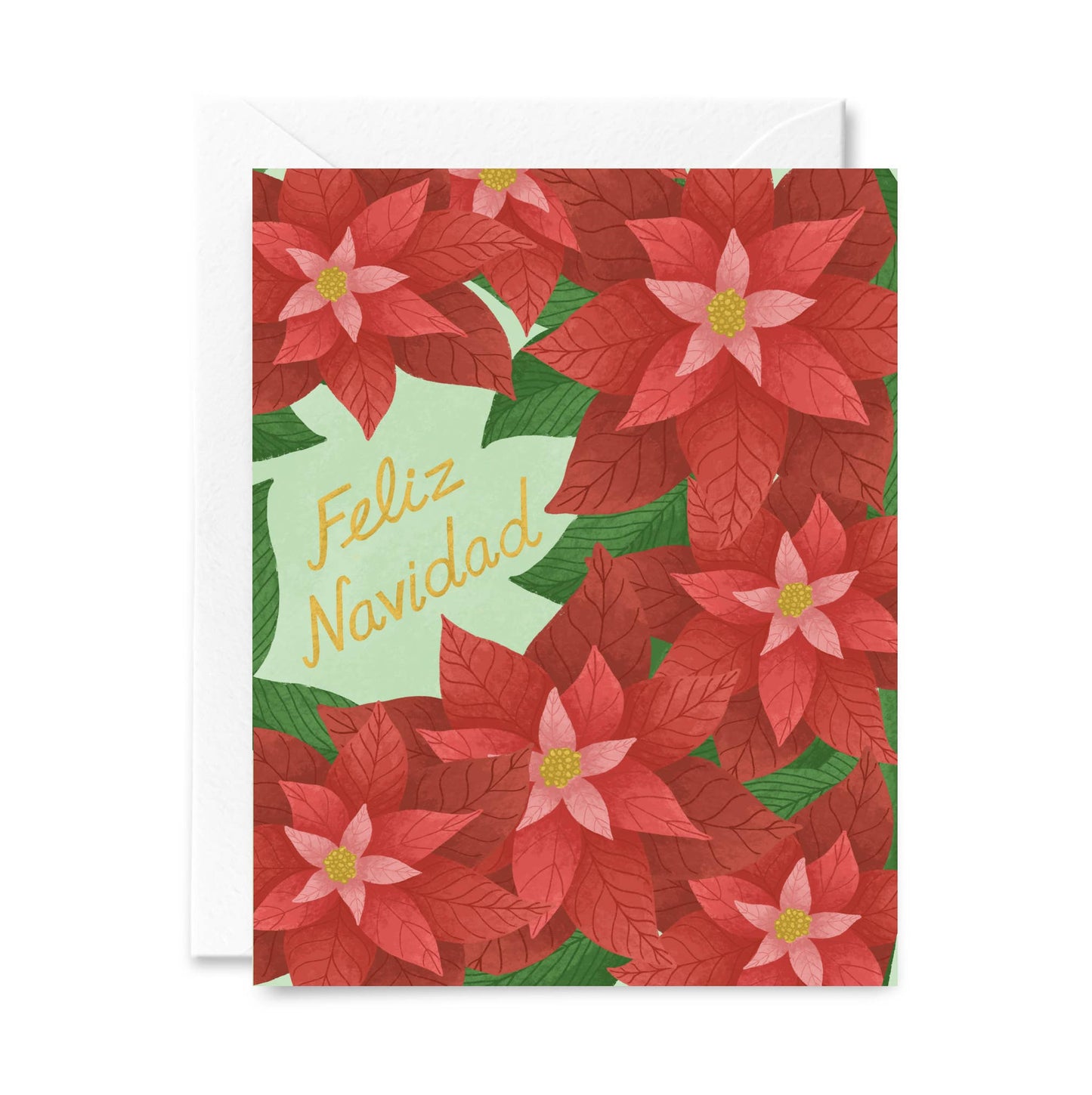 Courtney Beyer Design - Feliz Navidad Poinsettias Christmas Card | Boxed Set of 8