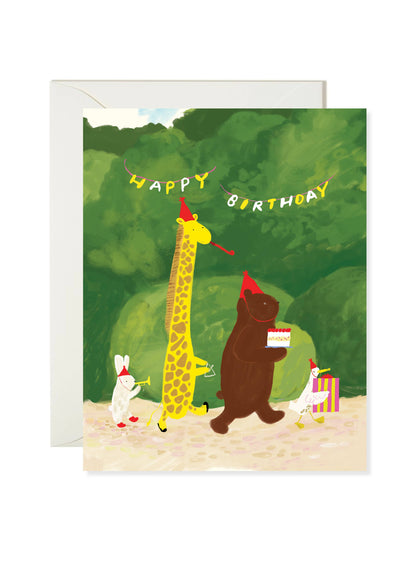 Karen Schipper - Birthday Parade - Woodland Animal Birthday Card