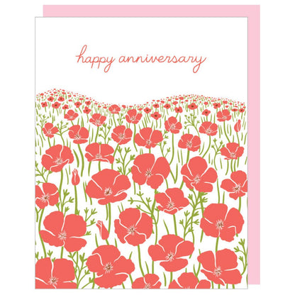 Smudge Ink - Field of Poppies Anniversary Card