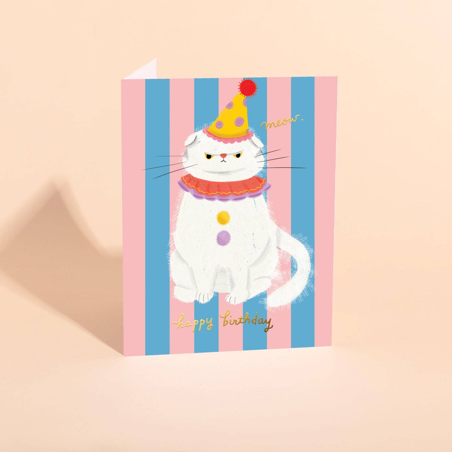 Carolyn Suzuki - CLOWNY CAT - Birthday Card