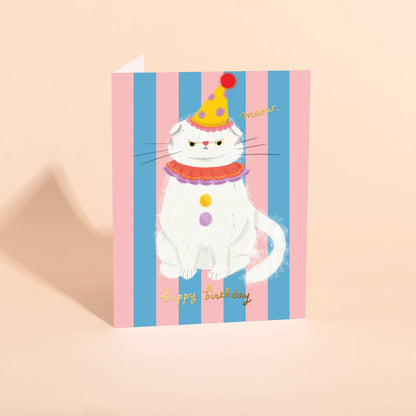 Carolyn Suzuki - CLOWNY CAT - Birthday Card