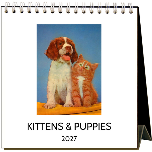 Found Image Press - Kittens & Puppies 2027 Desk Calendar