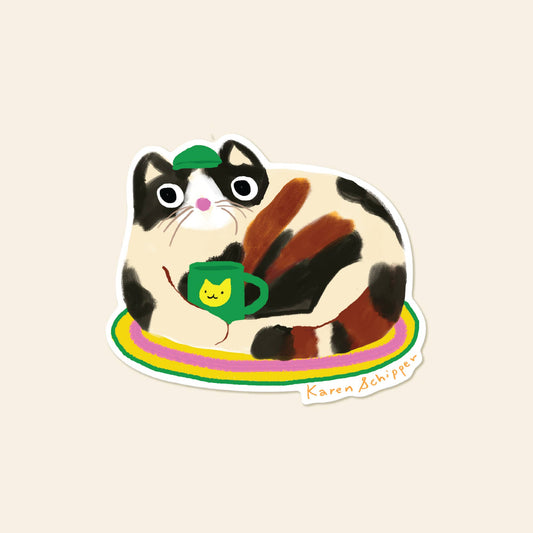 Karen Schipper - Coffee Cat Sticker – Cute Cat Coffee Vinyl Sticker