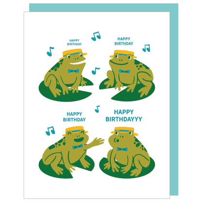 Smudge Ink - Frog Quartet  Birthday Card