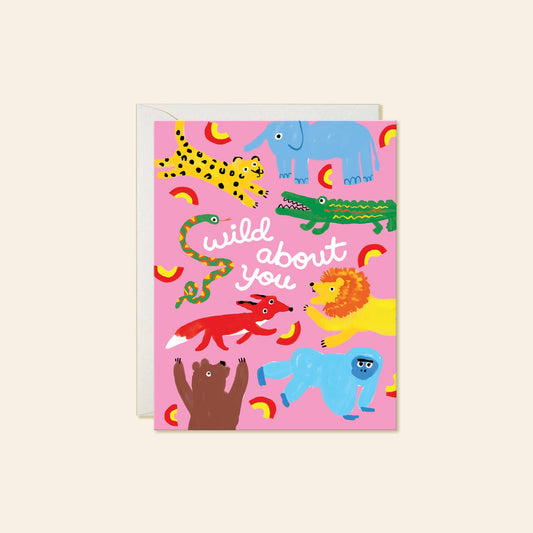 Karen Schipper - Wild About You Greeting Card – Playful Wildlife Love Card