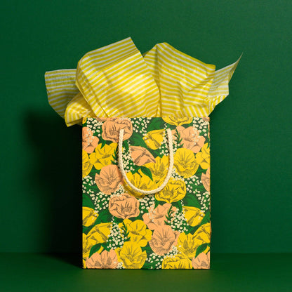 Red Cap Cards - Yellow Stripe tissue paper: 5 Sheets