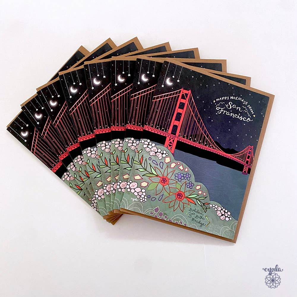 Cynla -  San Francisco Floral Holiday Card - City greetings