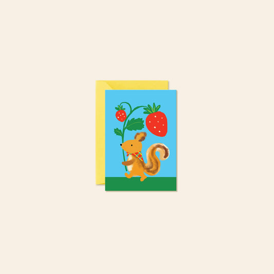 Karen Schipper - Squirrel Strawberry – Charming Woodland Mini Note Card