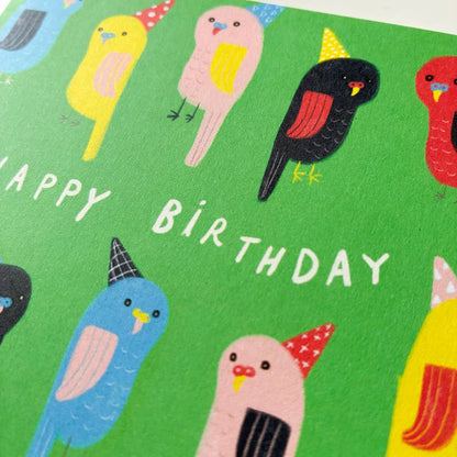 Honeyberry Studios - Budgie Parakeet Birthday Greeting Card