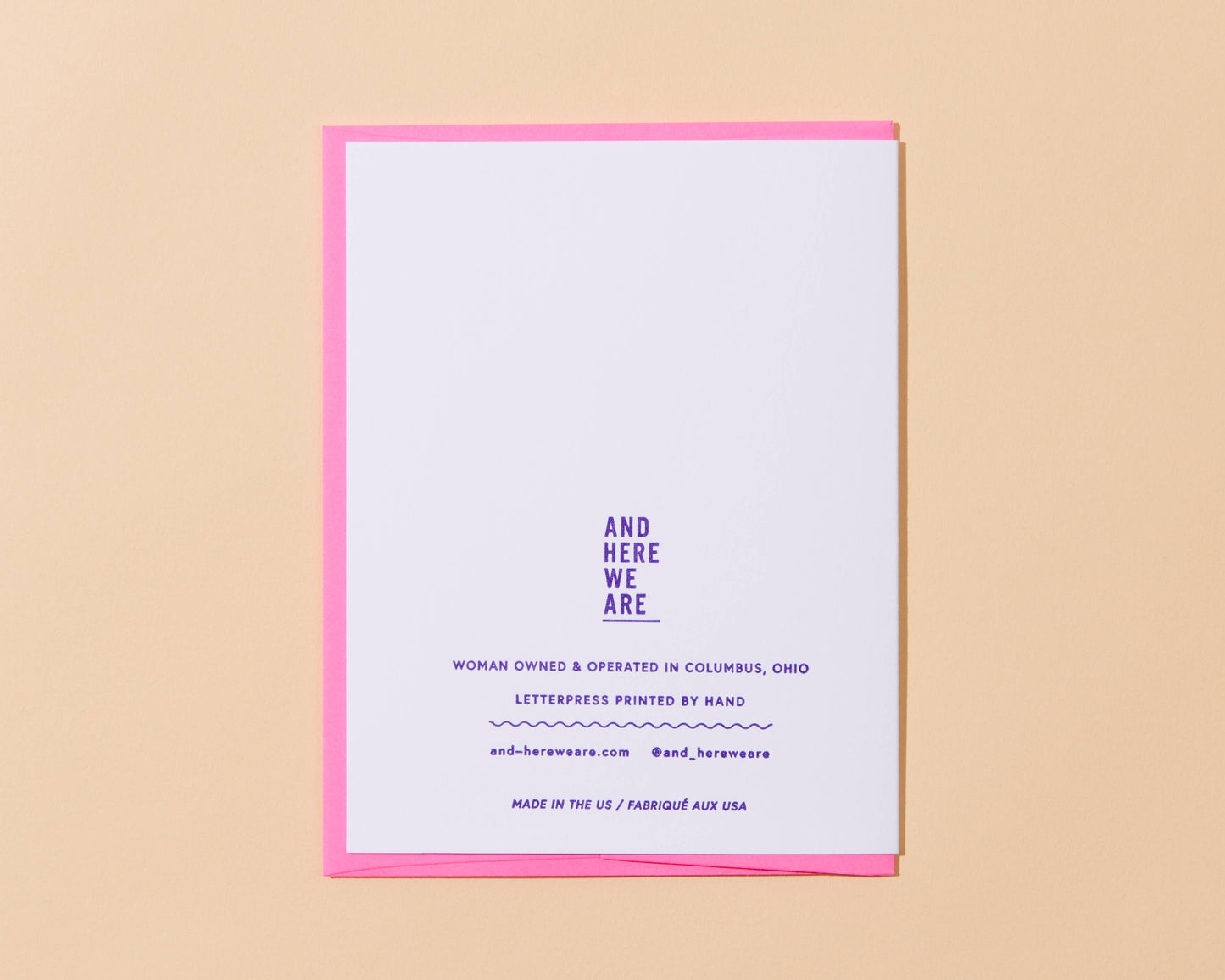 And Here We Are - Ties the Knot Wedding Letterpress Greeting Card- Made in USA