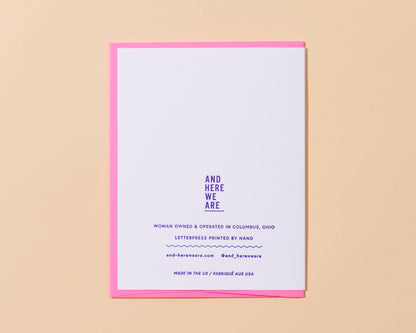 And Here We Are - Ties the Knot Wedding Letterpress Greeting Card- Made in USA