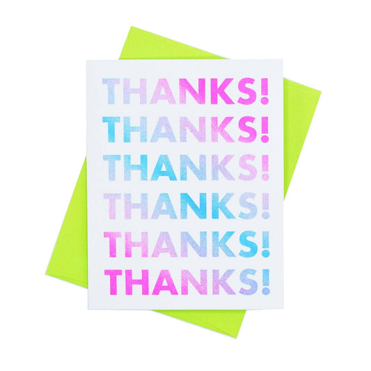 Next Chapter Studio - Gradient Thank You - Risograph Greeting Card: Pink / Aqua