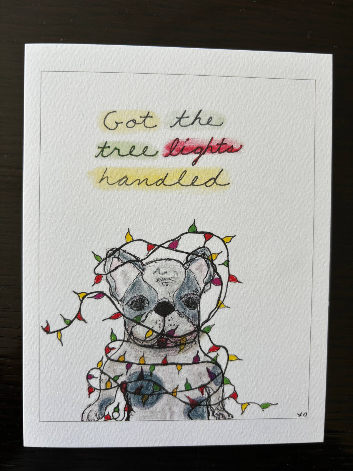 Bernie Street Studios - Tree lights handled Frenchie dog holiday card