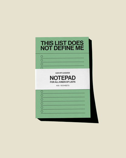 Gab Art & Design - This list does not define me - notepad