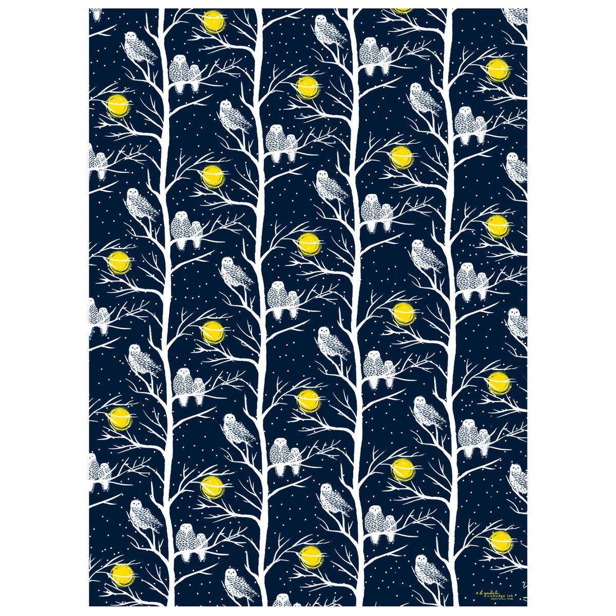 Smudge Ink - Peaceful Owls Gift Wrap (e.b. goodale): Roll of 3 Sheets