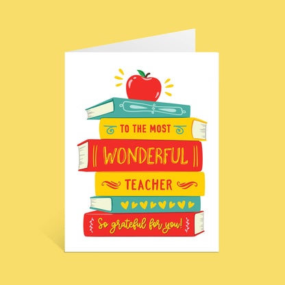 Lucy Loves Paper - Most Wonderful Teacher | Teacher Appreciation Card
