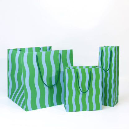 The Social Type - Green/Aqua Fussy Stripe Gift Bag
