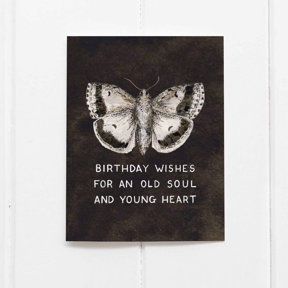 Yardia - Moth Birthday Wishes - Vintage Sweet Birthday Card