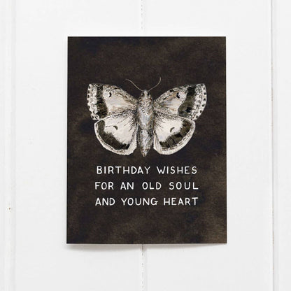 Yardia - Moth Birthday Wishes - Vintage Sweet Birthday Card