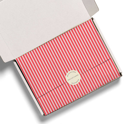 Red Cap Cards - Red Pinstripes tissue paper: 5 Sheets