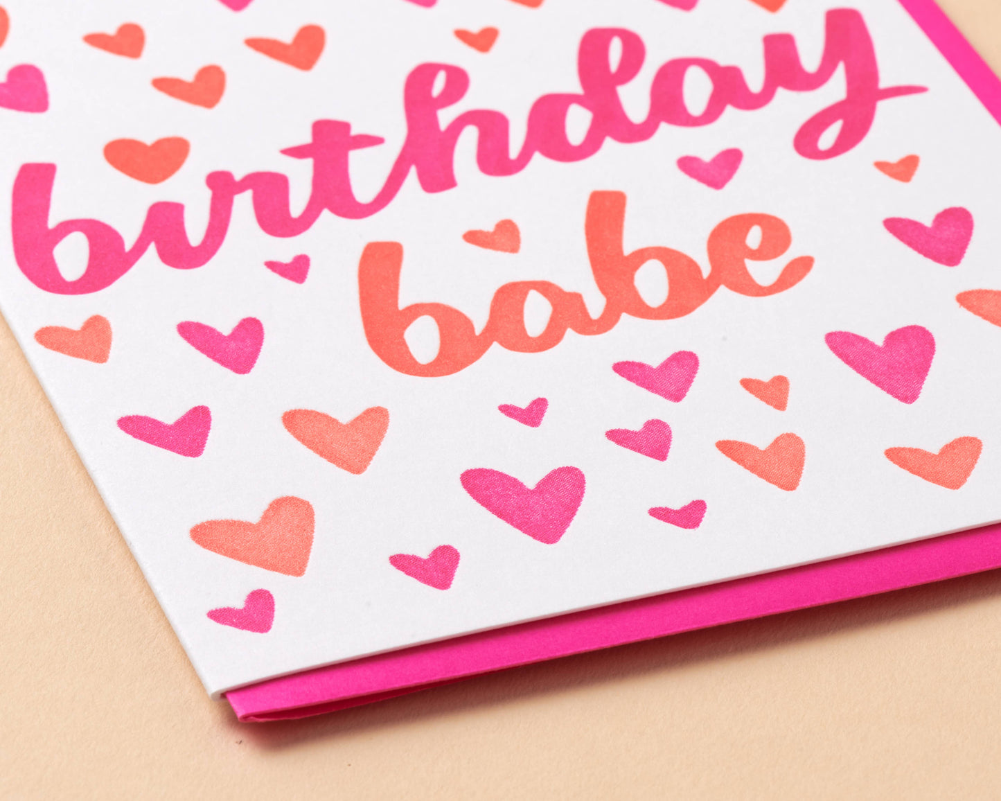 And Here We Are - Birthday Babe Letterpress Greeting Card - Barbie, Hearts - Made in USA - Summer