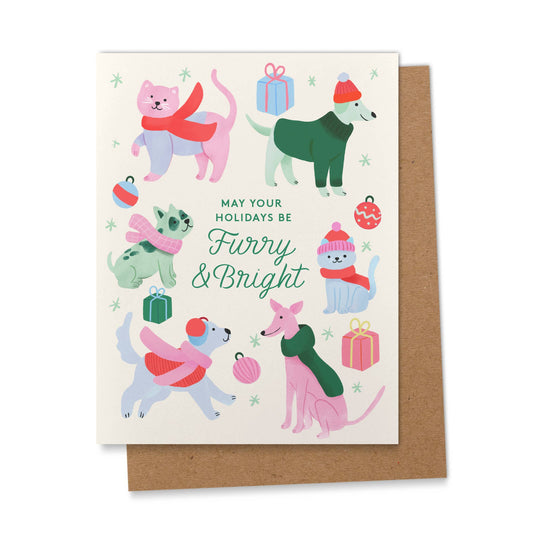 Ana Peake - Furry and Bright Dog Christmas 2025 Greeting Card