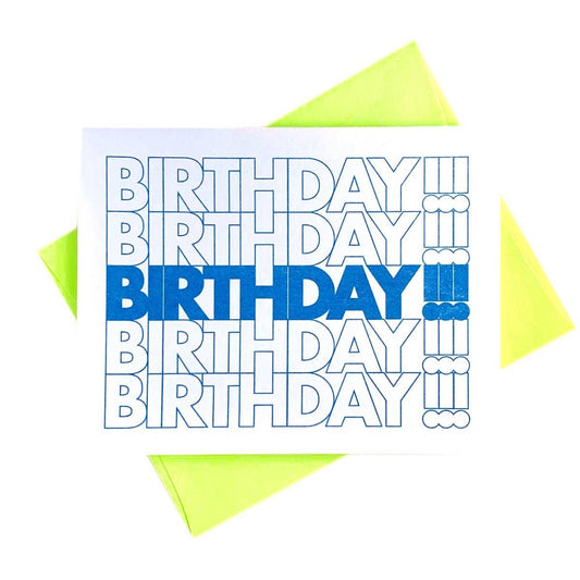 Next Chapter Studio - "BIRTHDAY!!!" Bag - Risograph Greeting Card: Single