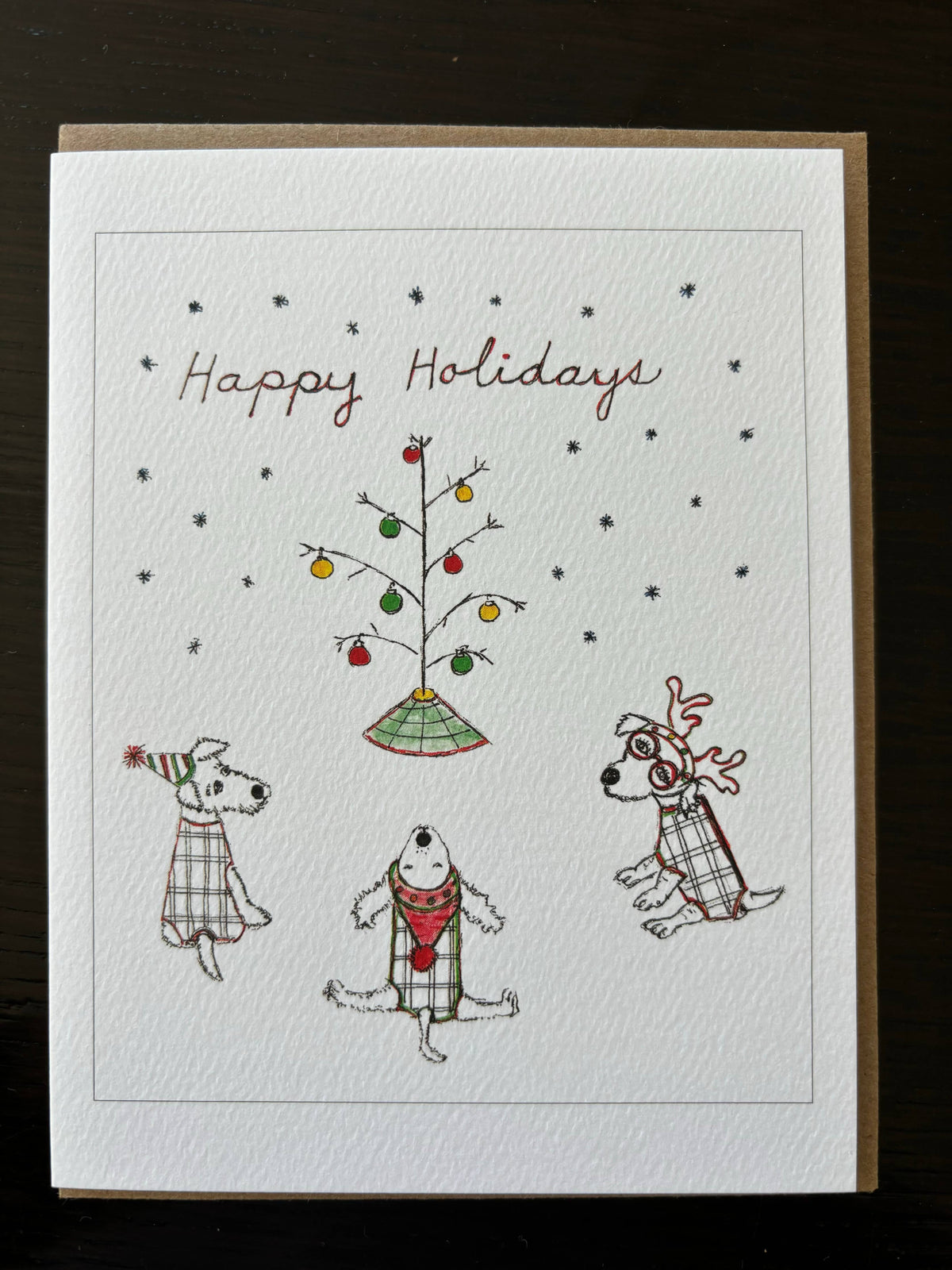 Bernie Street Studios - Happy holiday dogs Christmas  tree dog card