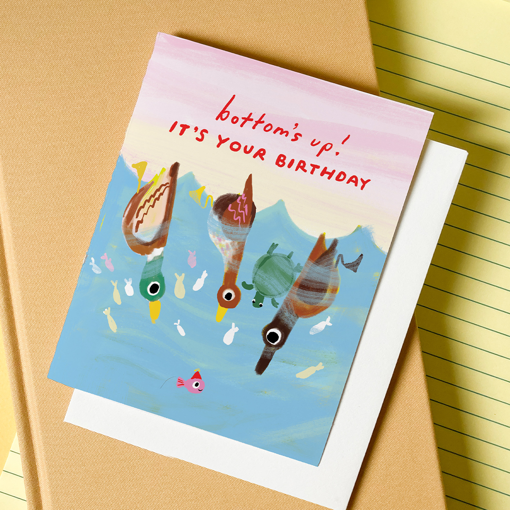 Karen Schipper - Bottoms Up Birthday – Funny Pun Birthday Card