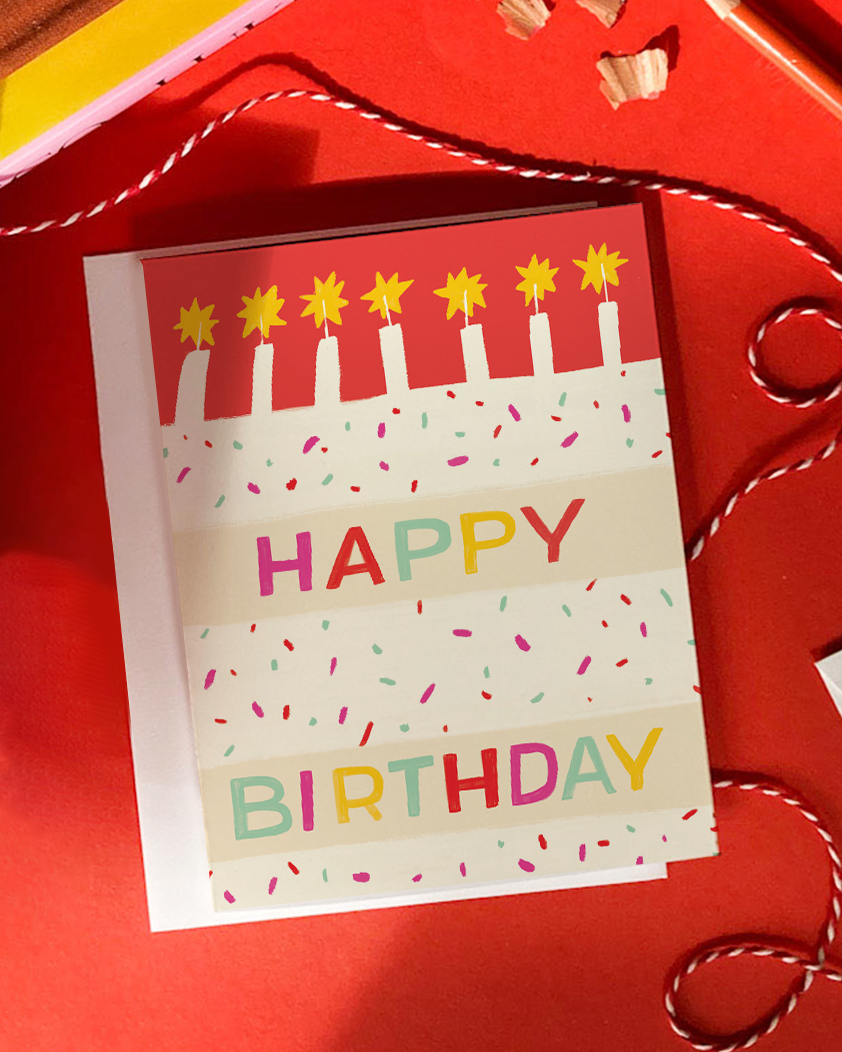 Karen Schipper - Birthday Cake - Colorful Cake Birthday Card