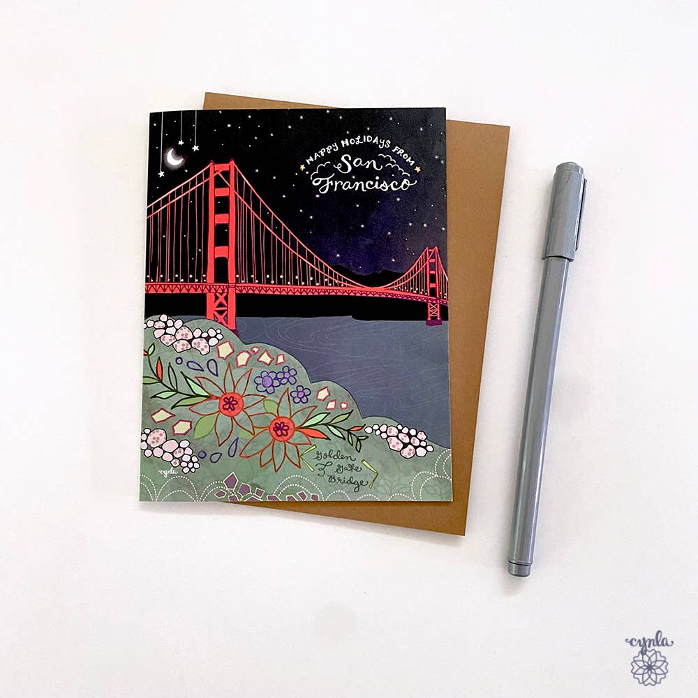 Cynla -  San Francisco Floral Holiday Card - City greetings