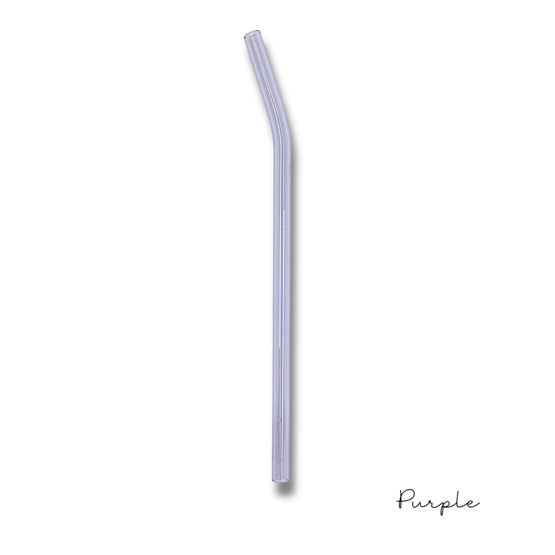 Oak Shore Collective - 8" Tinted Bent Glass Straw: Purple