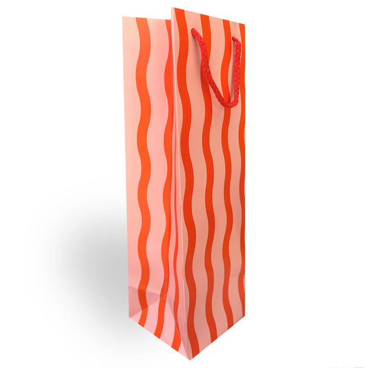 The Social Type - Tangy Red Fussy Stripe Wine Gift Bag