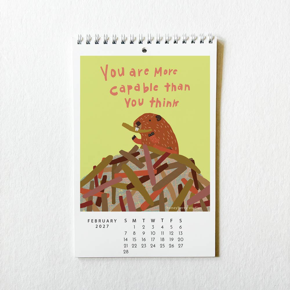 Honeyberry Studios - 2027 I Showed Up for Myself Today Monthly Wall Calendar